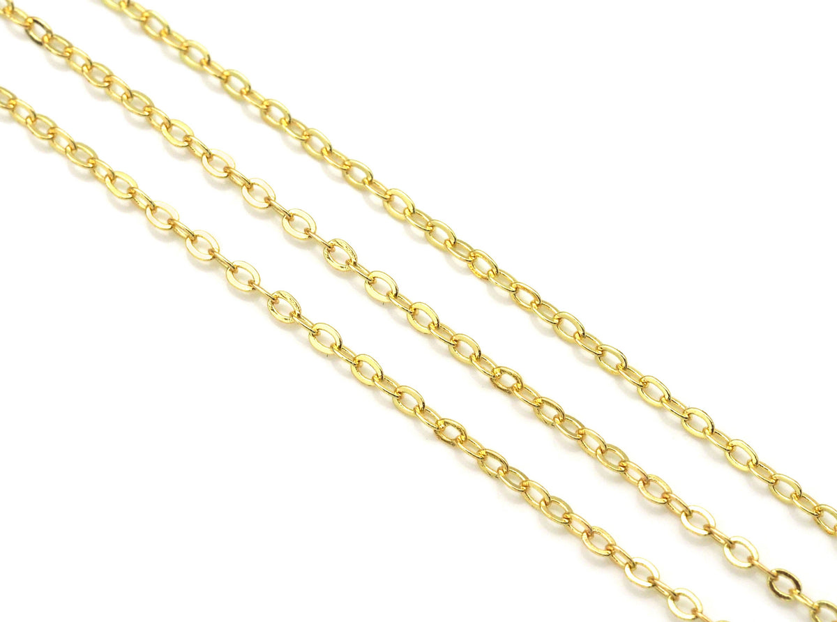 Dainty Oval Rolo link Gold unfinished chain by yard,sku# LX164