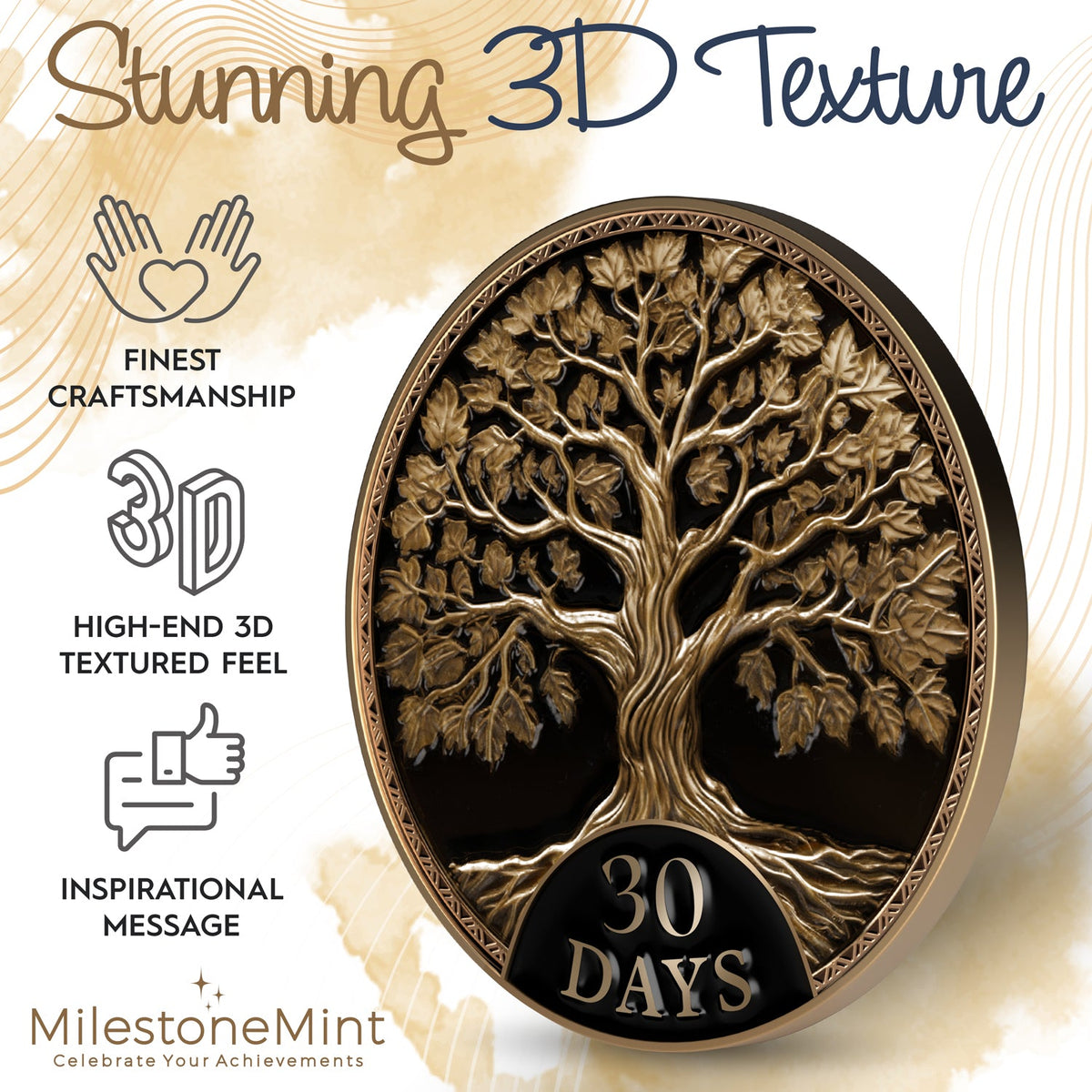 Tree of Life Affirmation Sobriety Coin Gift Set - Antique Gold
