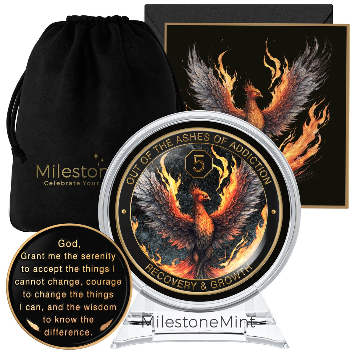 Phoenix Sobriety Affirmation Coin Gift Set